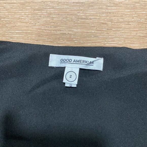 NWT Good American black crossfront cropped blouse-2 - Picture 5 of 8